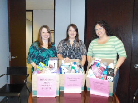 The Houston office of Baker Donelson collected donations of toiletries and personal care items for the Houston Area Women's Center.  Since 1977 the Center has helped individuals affected by domestic and sexual abuse by providing counseling and shelter.