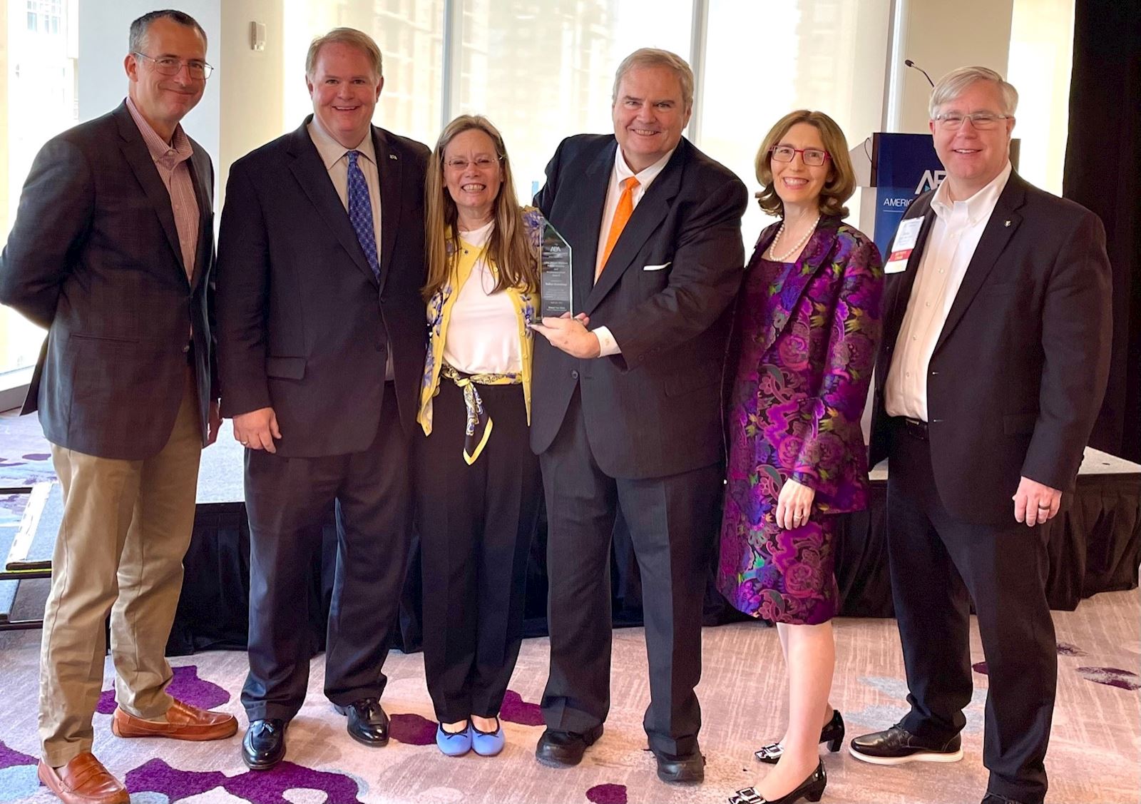 Pictured (L to R): Kent Lambert (Baker Donelson New Orleans Office Managing Shareholder), Jonathan Cole (Baker Donelson Pro Bono Committee Chair), Malinda Lewis, George T. "Buck" Lewis (Past President of the Tennessee Bar Association and Past Chair of the ABA Pro Bono Public Service Committee), Linda A. Klein (Baker Donelson Senior Managing Shareholder and Past President of the ABA), and Danny Van Horn (Chair of the ABA Litigation Section and Past President of the TBA)