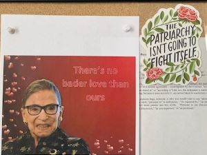 A photo of RBJ on a bulletin board.